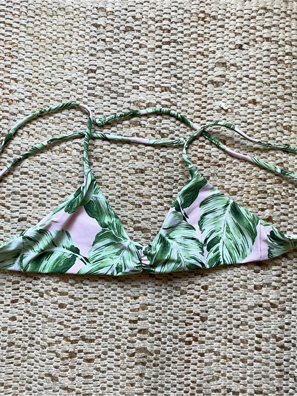 Skatie Pink & Green Tropical Triangle Bikini Top